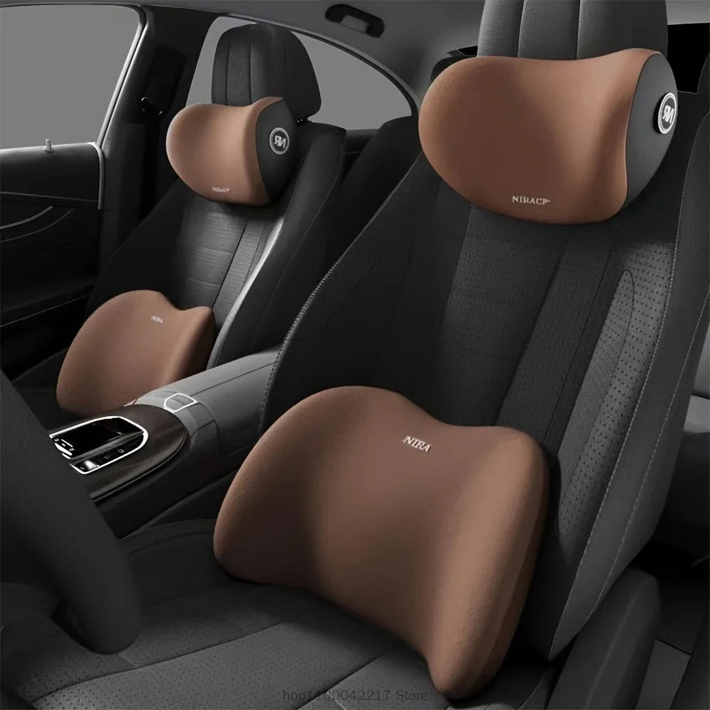 headrest/Waist - car headrest and lumbar support kit memory foam breathable seat cushion neck pillow interior decoration