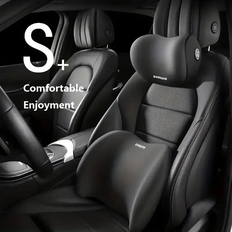 headrest/Waist - car headrest and lumbar support kit memory foam breathable seat cushion neck pillow interior decoration