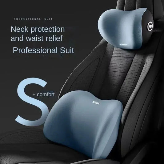 headrest/Waist - car headrest and lumbar support kit memory foam breathable seat cushion neck pillow interior decoration